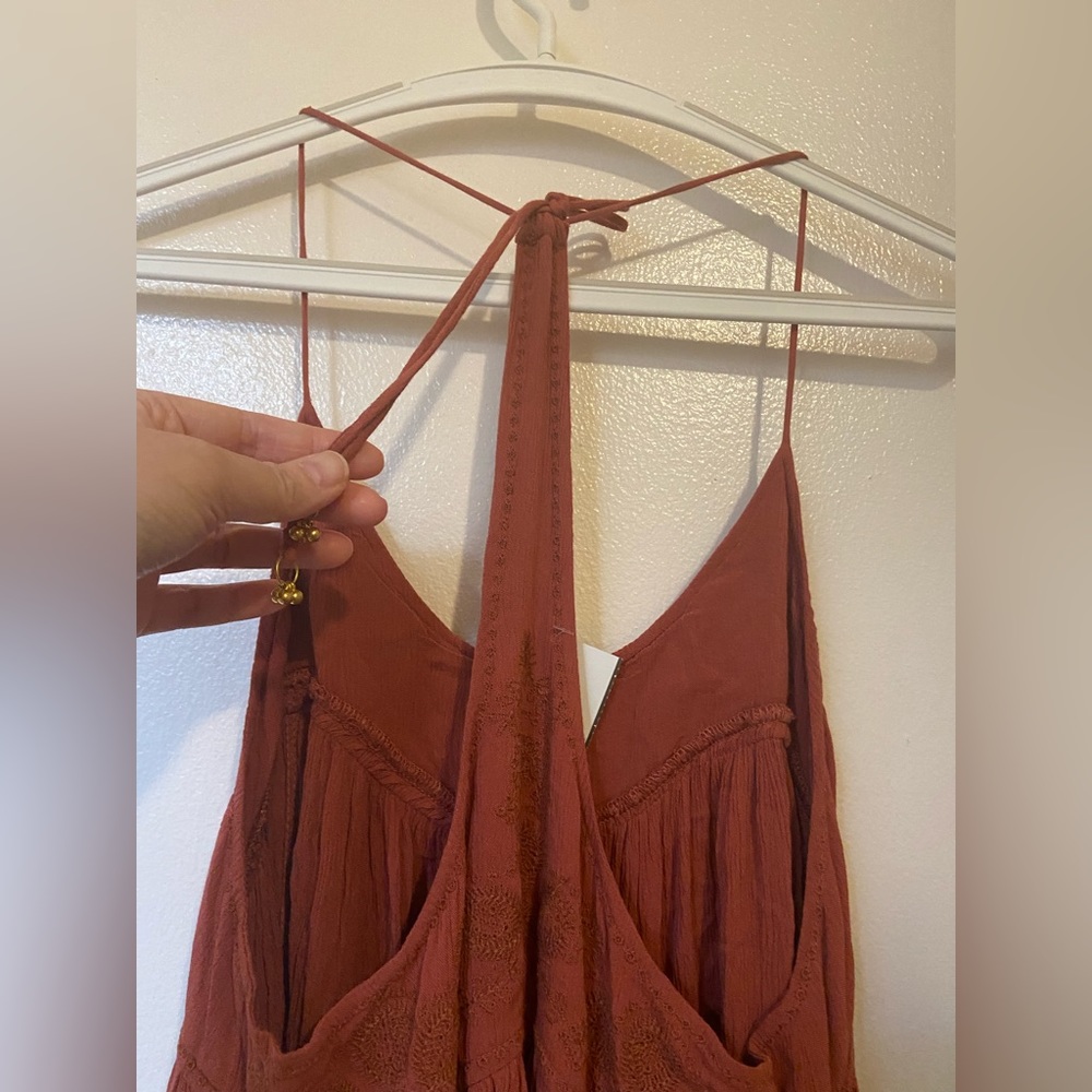 NWT Free‎ People Intimately EMBROIDERED ELAINE Red Gauzy Maxi Slip Dress XS - Picture 7 of 14